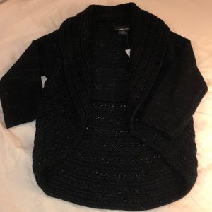 Black Shawl Neck Shrug w/Metallic Threading NWT